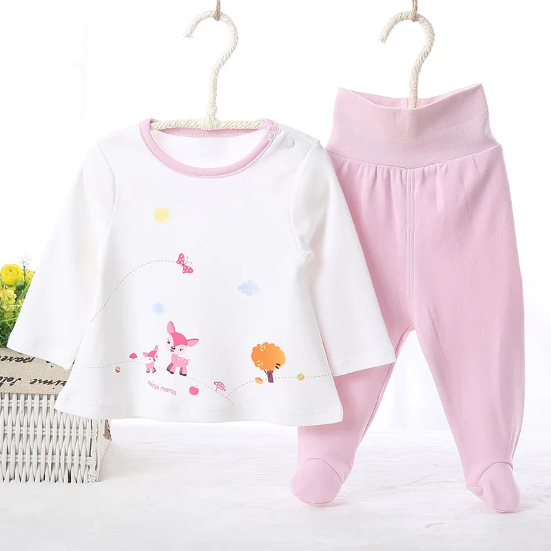 Футболка и штаны с высоким поясом для новорожденных мальчиков девочек комплект