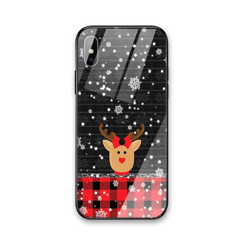 Роскошный стеклянный чехол для Apple iphone 6 7 8 10 Plus X XS XR MAX 7plus 8plus 6G 6S XSMAX рождественский