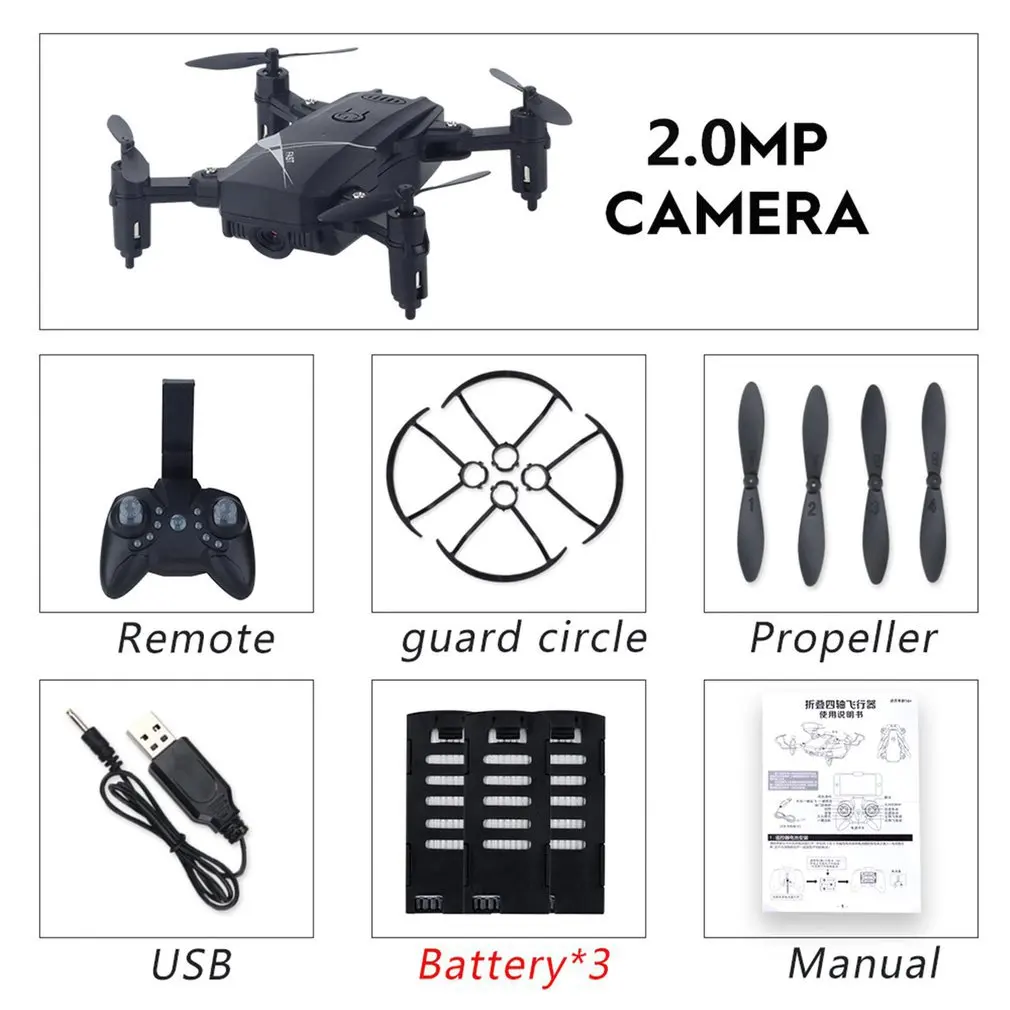 2.0MP 3Battery black LF602 2,4G wifi FPV мини складной Радиоуправляемый Дрон 2.0MP/0.3MP камера Дрон Безголовый Квадрокоптер фотографии видео передача в реальном времени - Цвет: 2.0MP 3Battery black