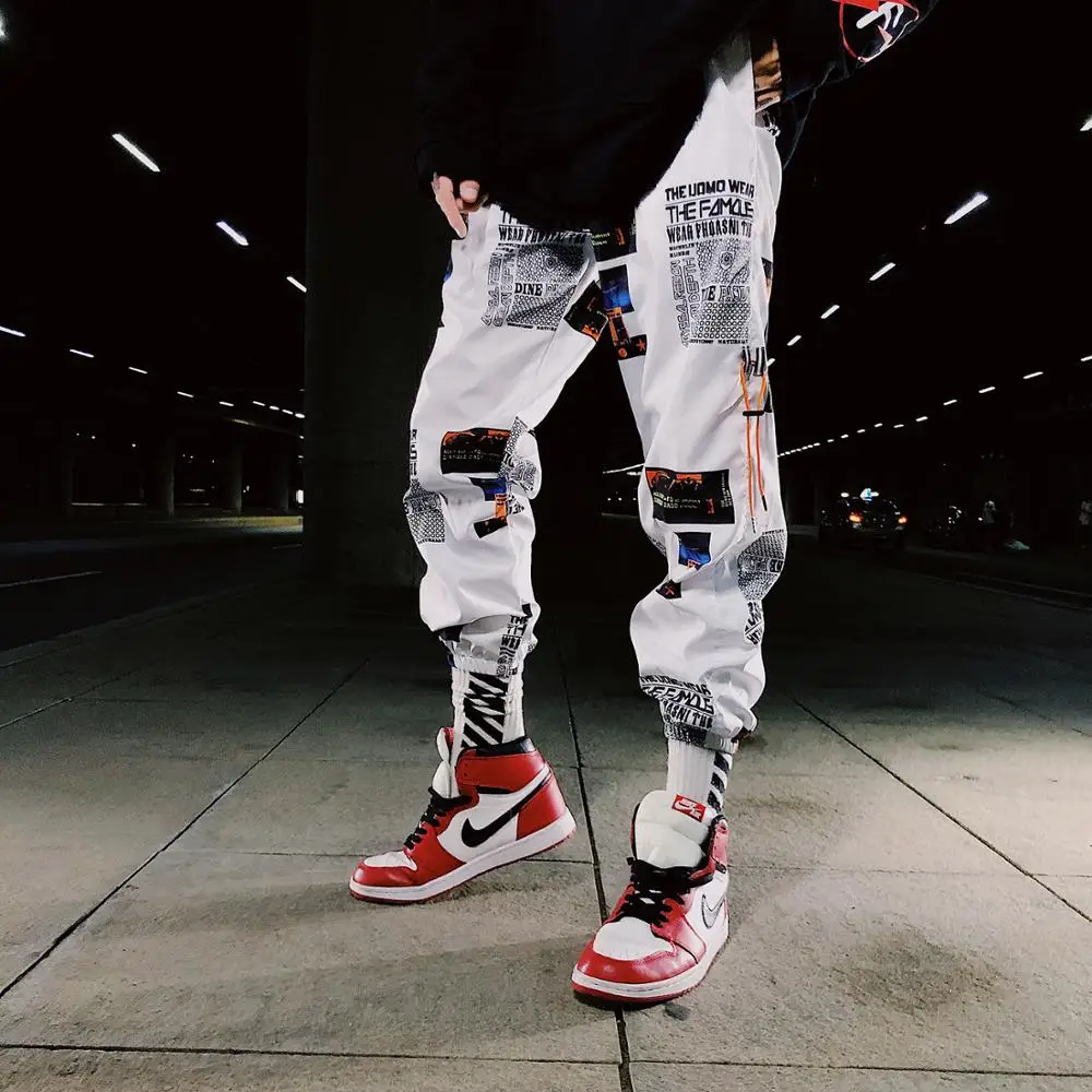 

Harajuku Harem Track Pants Mens Hip Hop Print Letters Fashion Casual Joggers Sweatpants Trousers Male Streetwear Pantalon Homme