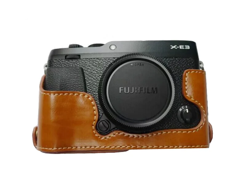 Из искусственной кожи чехол для FujiFilm Fuji XE3 X-E3 камера половина мешок тела набор аксессуаров батарея нижнее отверстие