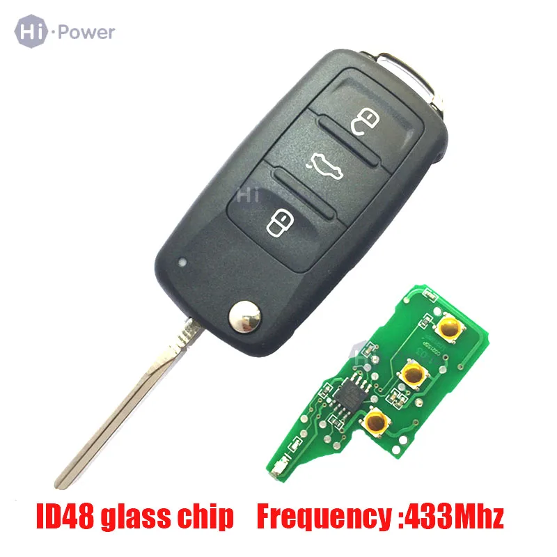 Пульт дистанционного управления для автомобиля 3 кнопки 433 МГц Volkswagen Beetle Caddy Eos Golf