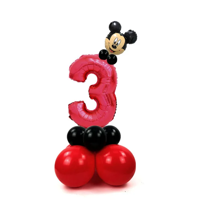Mickey 3 20 шт./компл. Микки и Минни Маус головки 3" Красный номер Фольга воздушные шары 1st День рождения украшения детский игрушечный детский душ латексная черная Globos - Цвет: Mickey 3