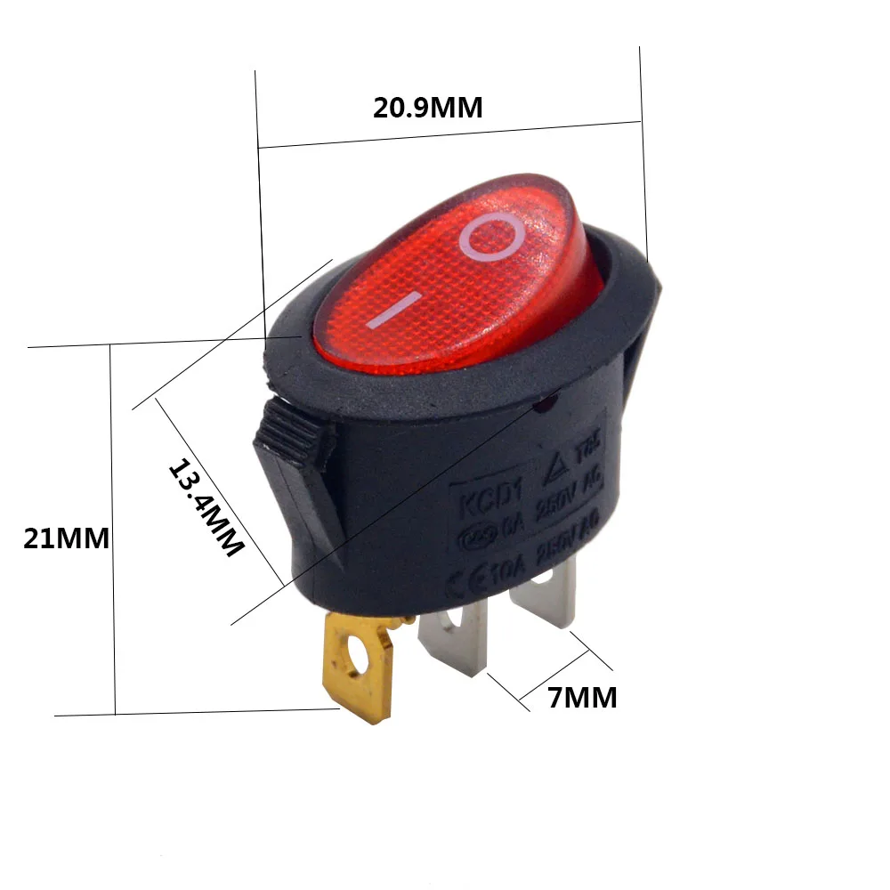 5 шт./лот SPST 2/3/4/6PIN на включение/выключение Круглый/квадратный лодка кулисный переключатель автомобиль приборной панели грузовик на колесах ATV дома KCD - Цвет: 3P with lamp