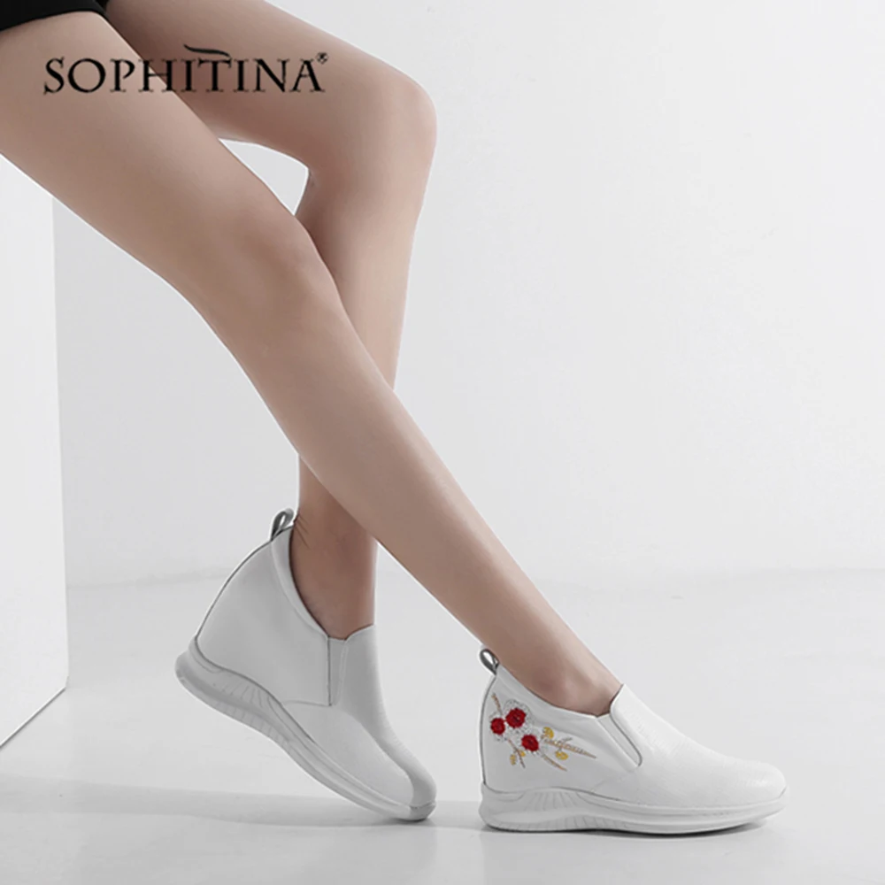 SOPHITINA модная обувь на плоской подошве с вышивкой удобные увеличение в пределах