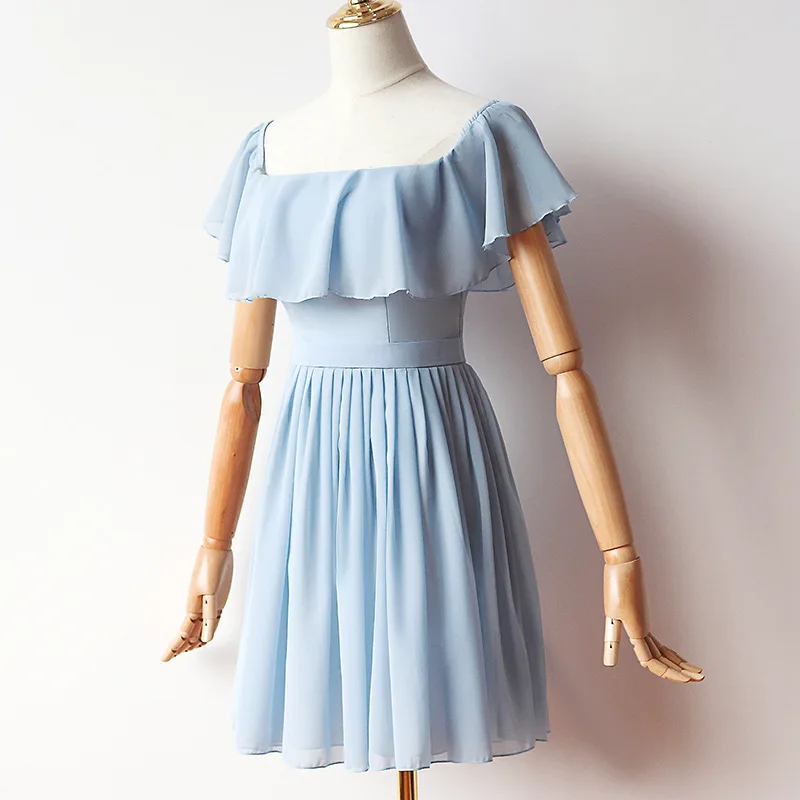 Платье-Мини шифоновое на молнии сзади синее | Свадьбы и торжества