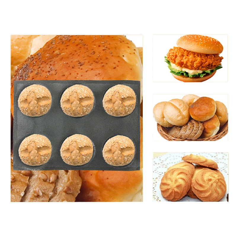 

Meibum Glass Fiber Silicone Round Bread Mold Various Hamburger Cookie Puff Black Porous Mould Cake Tart Pan Non Stick Bake Tools