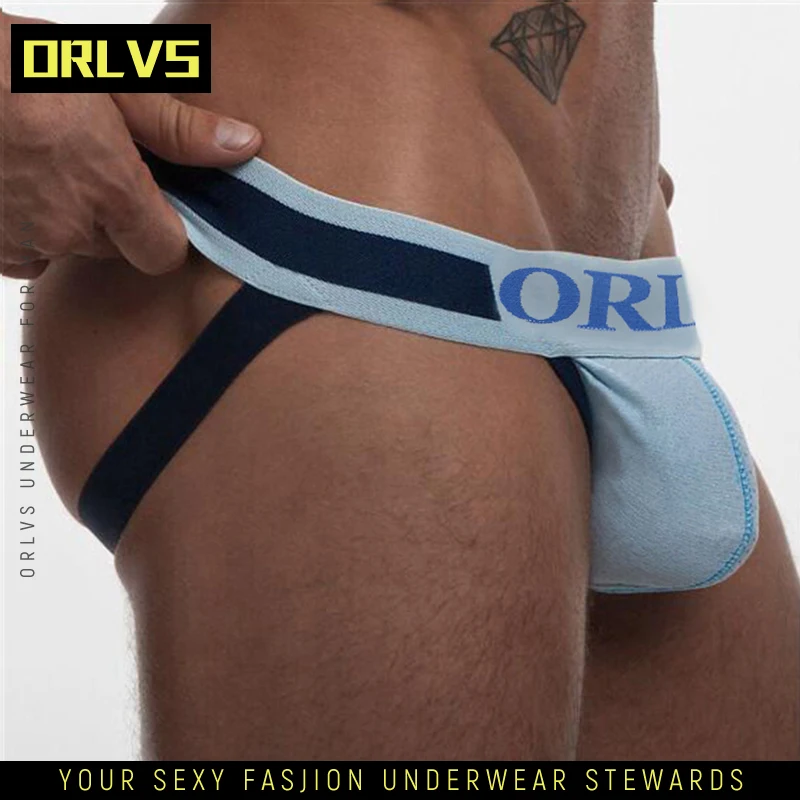 

ORLVS Men Underwear Jockstrap Sexy Tanga Hombre Mesh Thong Men String Homme Cotton Slip