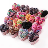 50pcsbox new girls colorful basic elastic hair bands ponytail holder scrunchies kids hair ropes rubber bands hair accessories