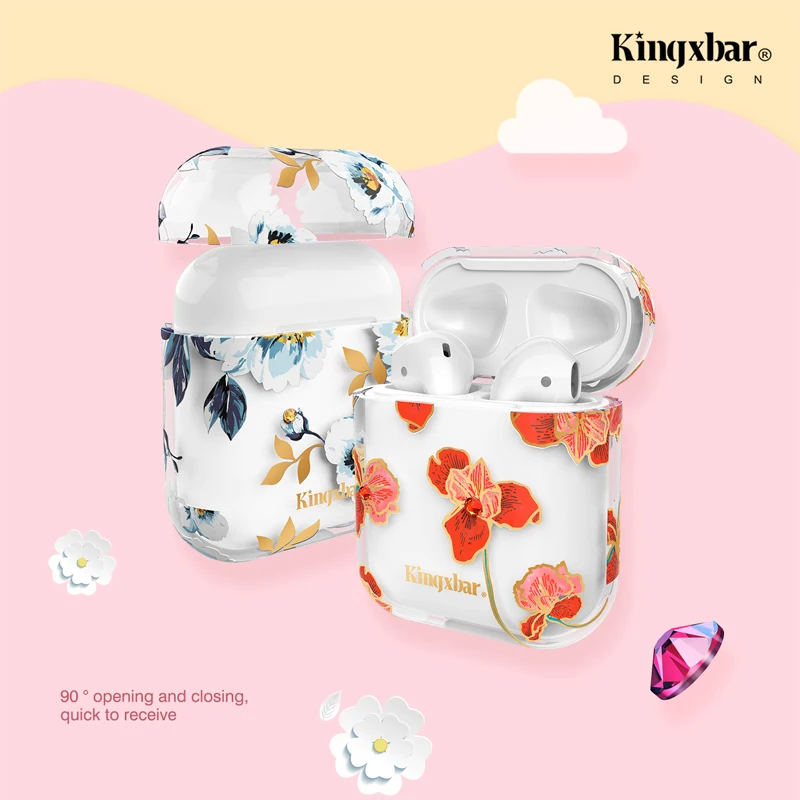 Оригинальный KINXBAR чехол с кристаллами для Airpods стразы Apple животное цветок элемент