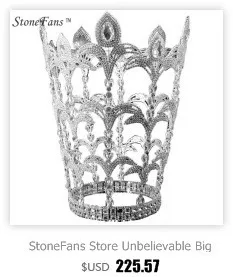 StoneFans круглые коронки Винтаж Украшенные стразами серебряный король queen Мисс США невесты корона с Crystales Для женщин