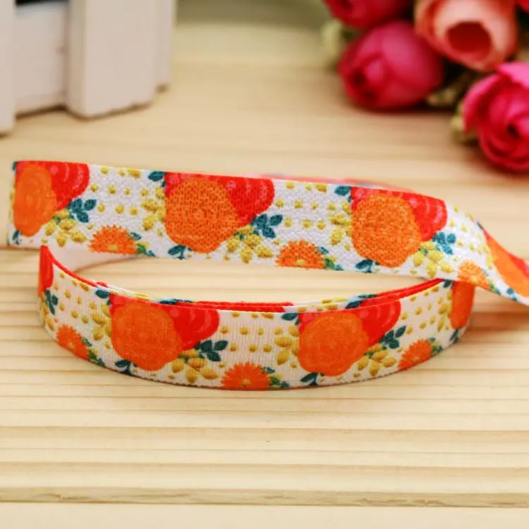 

5/8'' Free shipping Fold Elastic FOE flowers printed headband headwear hairband diy decoration wholesale OEM P5691