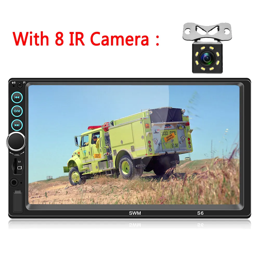 With 8 IR Camera Podofo 2din Автомагнитола " MP5 Bluetooth автомобильный стерео радио аудио медиа мультимедийный плеер авторадио с IOS/Android зеркальное соединение - Цвет: With 8 IR Camera
