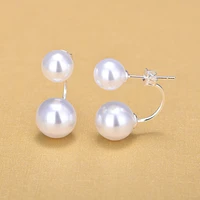 silver color double side simulated pearl stud earrings for women fashion jewelry gifts