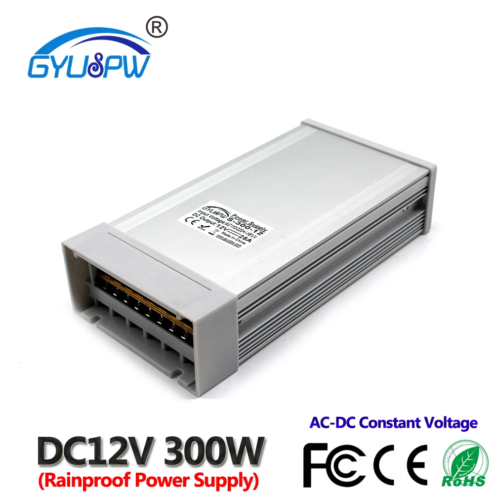 Водонепроницаемый светодиодный драйвер DC12V 300 Вт 350 360 400 трансформатор для