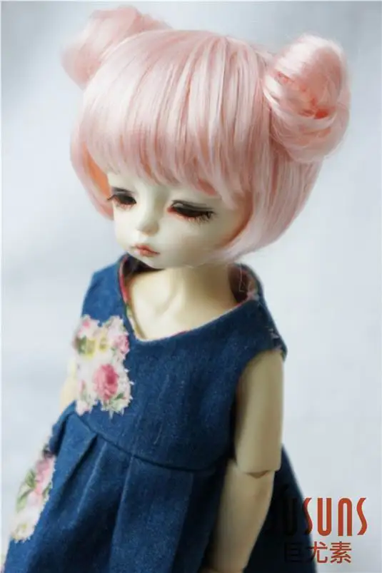 6-7inchPeachpink JD301 1/8 1/6 милый синтетический мохер BJD кукольный парик модный двойной круг концентрический хвост Размер 5-6 дюймов 6-7 дюймов аксессуары для кукол - Цвет: 6-7inchPeachpink