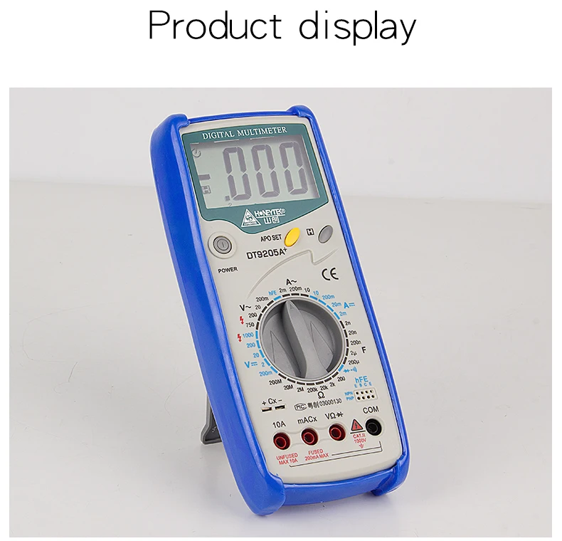 HONEYTEK Профессиональный DT9205A AC DC ЖК-дисплей электрический мультиметр Ручной тестер метр Цифровой Multimetro Амперметр мультитестер
