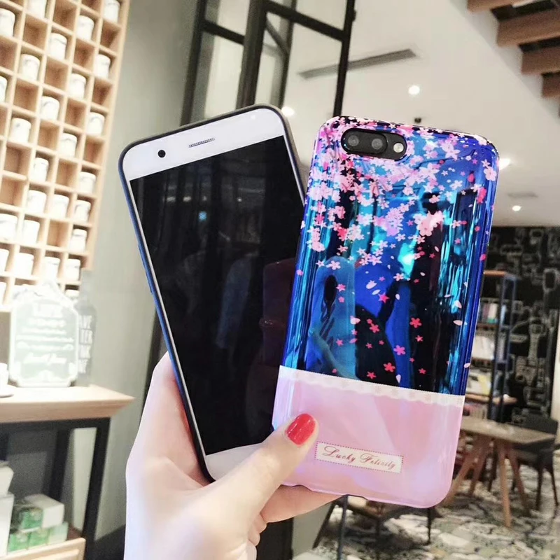 Чехол для телефона с цветочным рисунком iphone X 8plus 6s 7 синий чехол Xsmax Xs Xr розовым