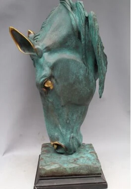Copper Brass CHINESE crafts Asian 25 Western Bronze Marble Art Home Decoration Horse Head Statue Sculpture | Дом и сад