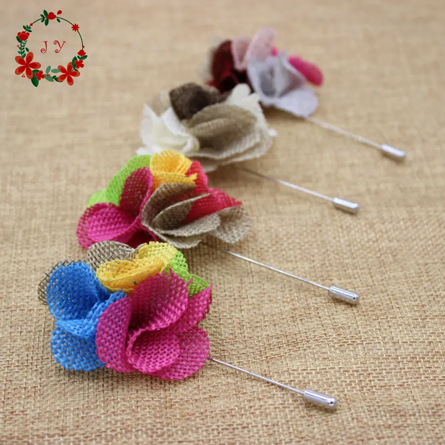 10pcs/lot brooch pin Linen Puff flower lapel 6cm suit boutonniere wedding groomsman button short wholesale | Дом и сад
