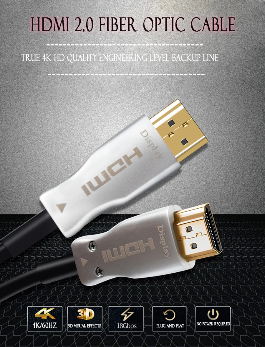Оптоволоконный Кабель HDMI Оптический 2 0 Поддержка 4K @ 60Hz HDR/высокая Скорость 18 Гбит/