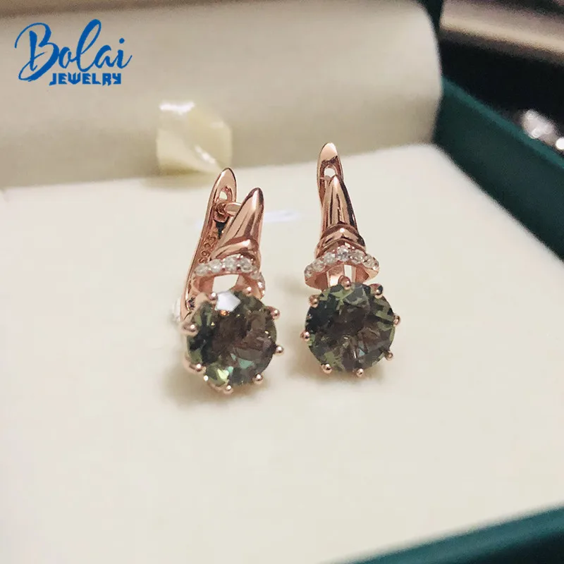 Bolai, серьги-гвоздики из розового золота с нано диаспорой, серебро 925 пробы, меняющие цвет, драгоценный камень зултанит, хорошее ювелирное изделие для женщин, свадебные