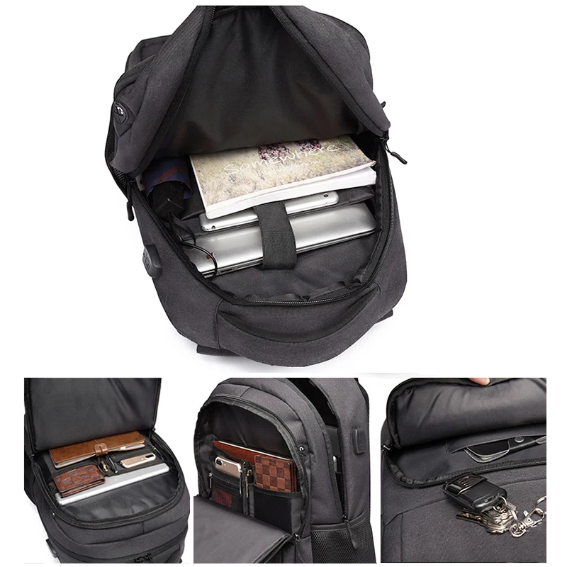 Мужской рюкзак с usb зарядкой водонепроницаемый дорожный для ноутбука 15 6 дюйма