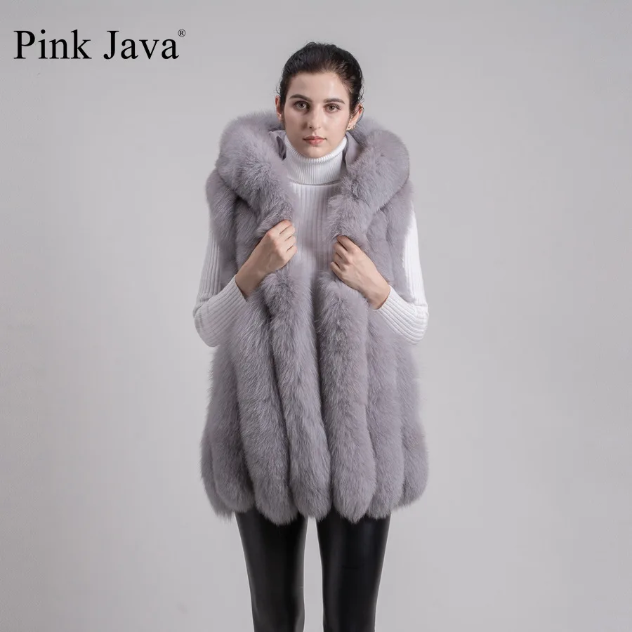 Женский зимний меховой жилет розовый из натурального Лисьего меха QC9484|coat stands for the