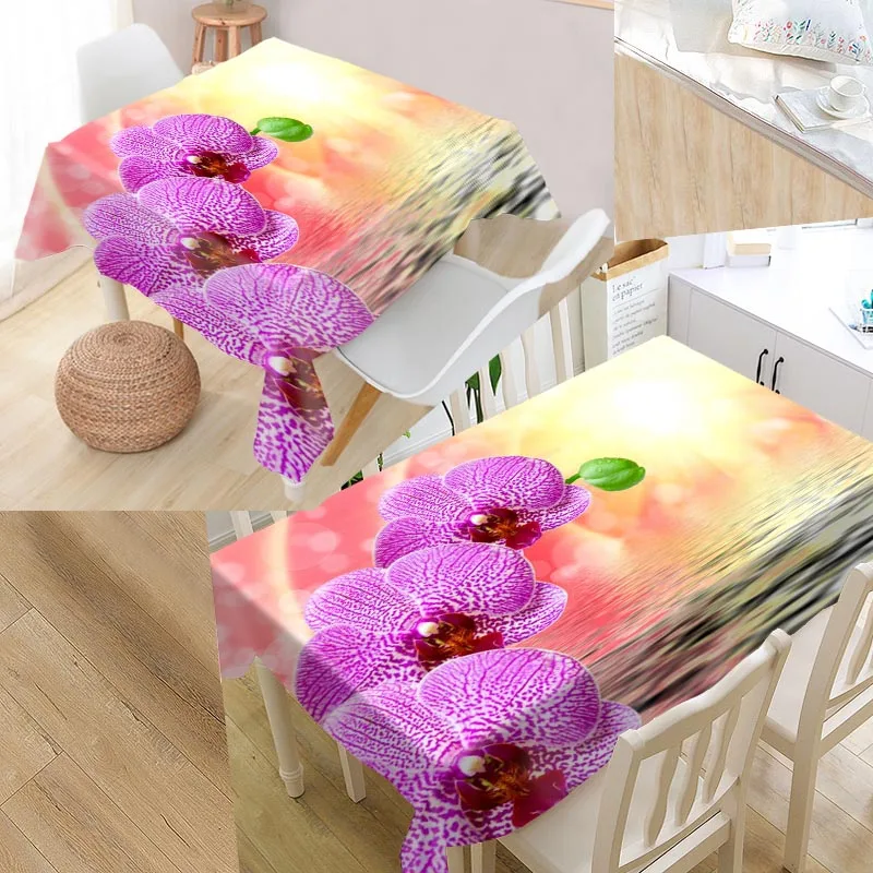 

Best Orchid Flower Custom Table Cloth Rectangular Oxford Print Waterproof Oilproof Square Table Cover Party Tablecloth