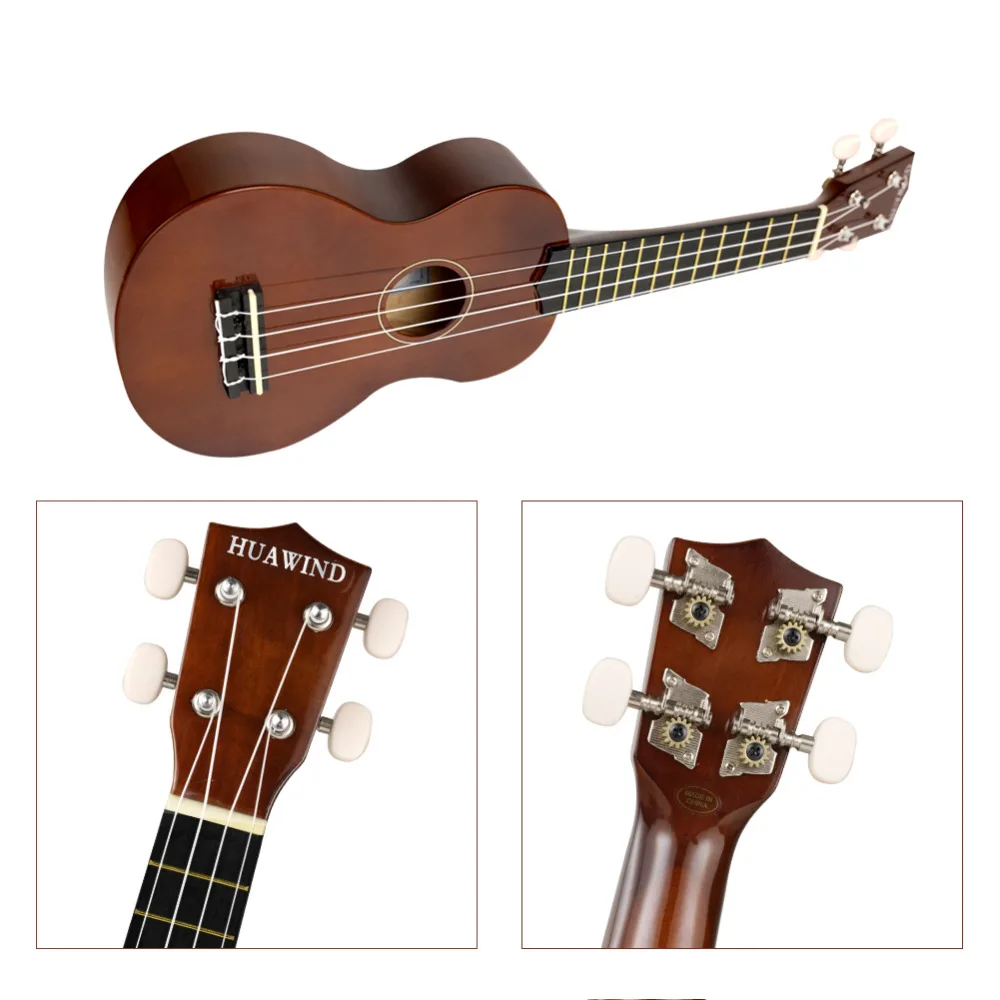 HUAWIND укулеле 21 дюймов начинающих Ukelele палисандр светло-коричневый дерева сделаны укулеле для детей с полной Наборы сумка Палочки и тюнер Guita