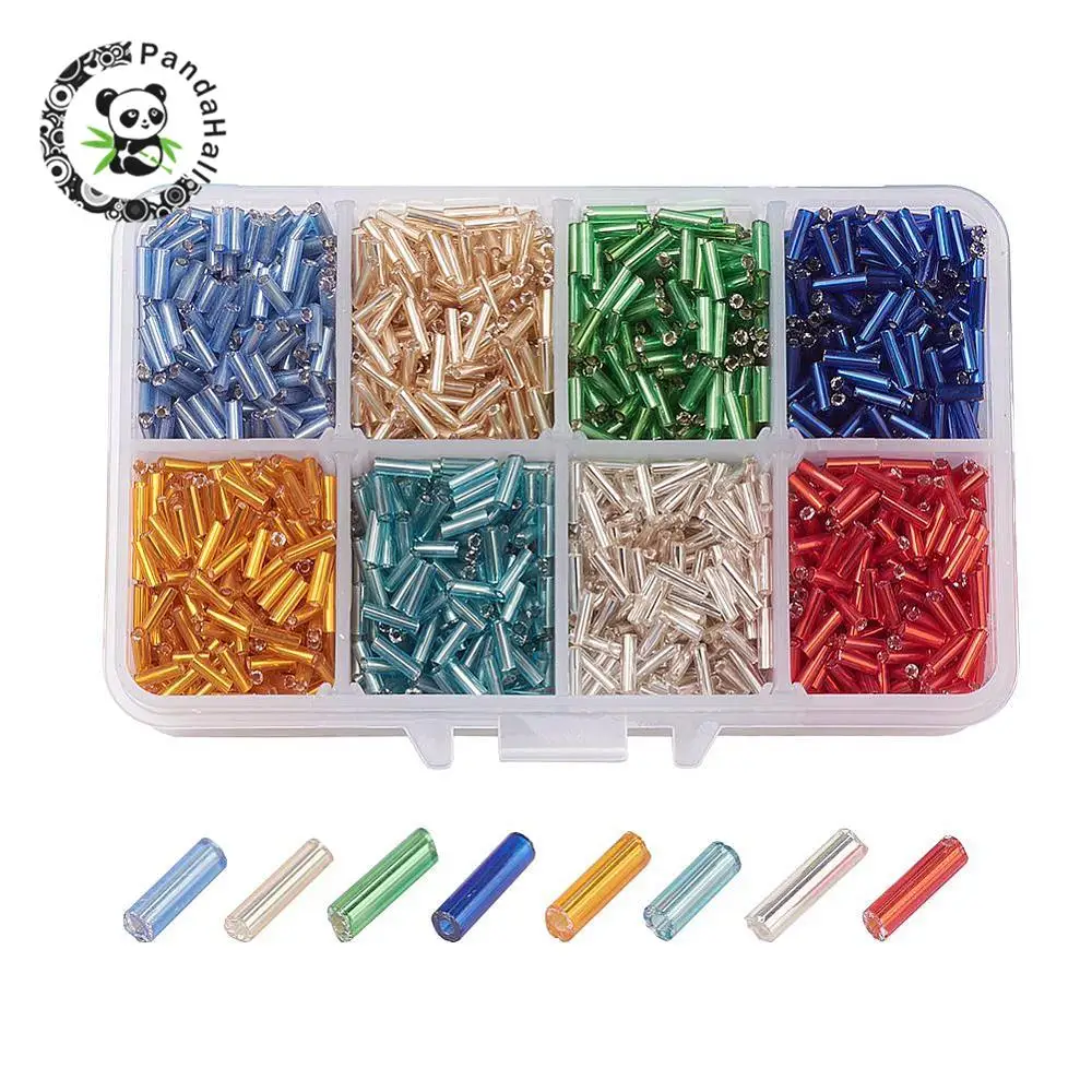 Стеклянные бусины разных цветов 6x1 8 мм рандомное отверстие: 0 6 Около 103 г/кор.|bugle