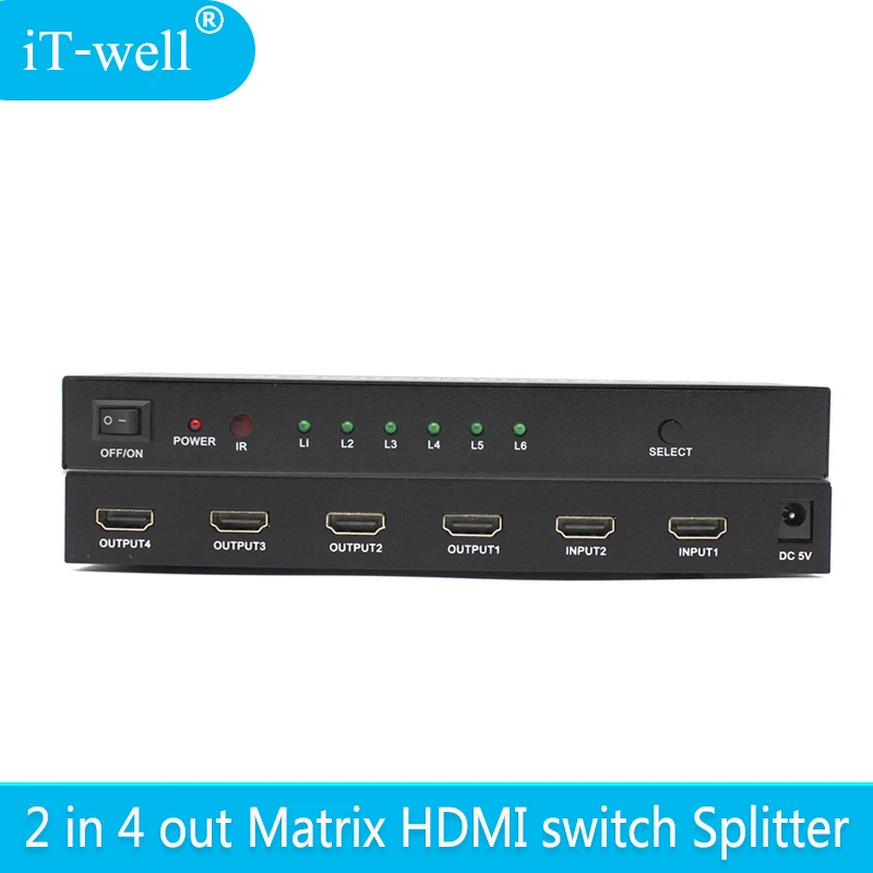 Матричный разветвитель HDMI с поддержкой 2 компьютеров share 4 устройства поддержка s