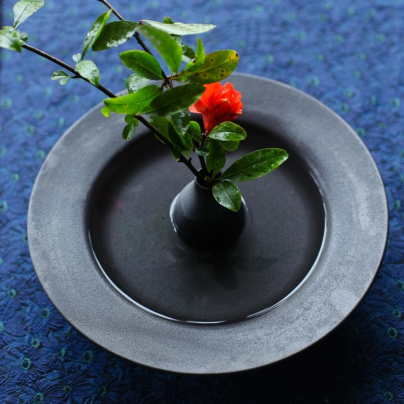 Zen японская Цветочная композиция Ikebana ваза Мягкая Керамическая матовая черная