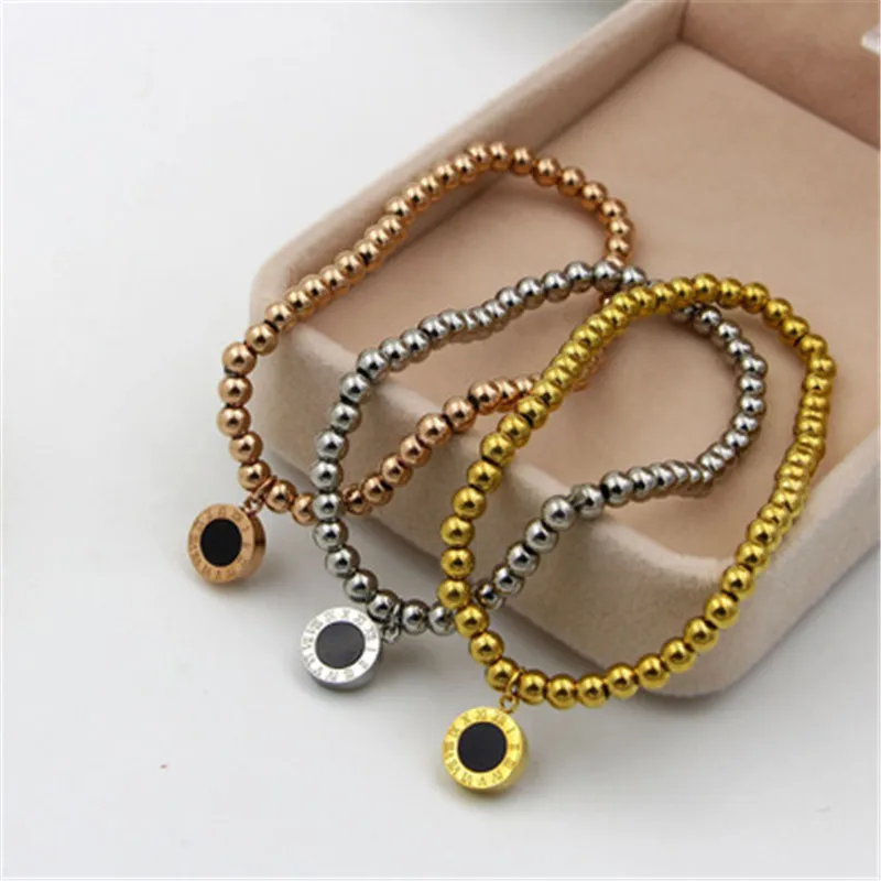 

Roman Numerals Two Side Circle Round For Women Shell Women Jewelry Stainless Steel Ball Love Beaded Bracelets K0006