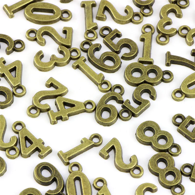 100 шт./компл. Серебряный/Бронзовый цветной амулеты браслет Микс цифровой кулон