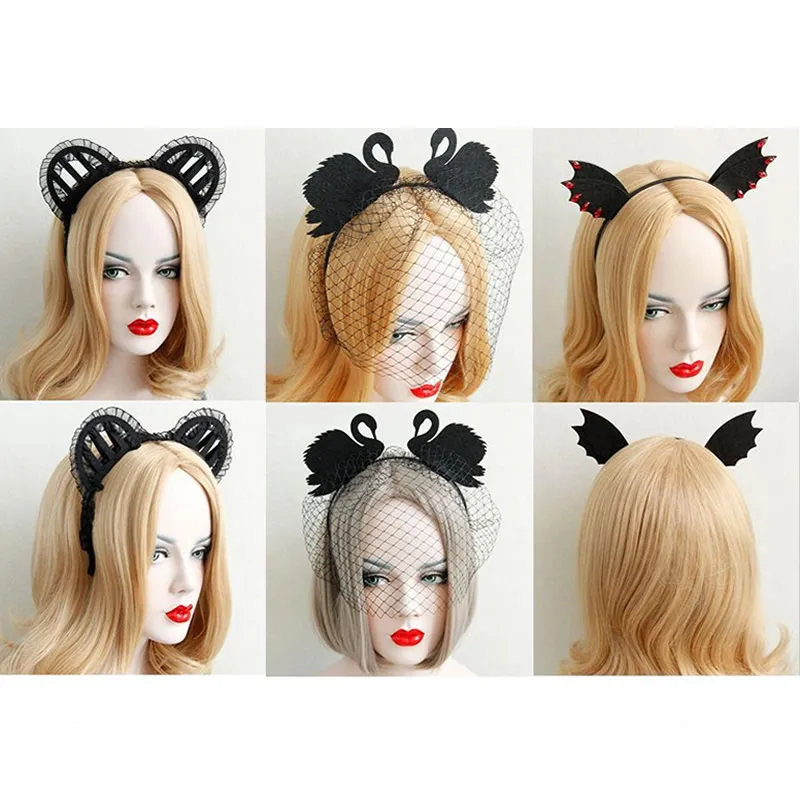 1 шт. летучая мышь/черный лебедь/кошачьи ушки Хэллоуин зловещий ободок на голову