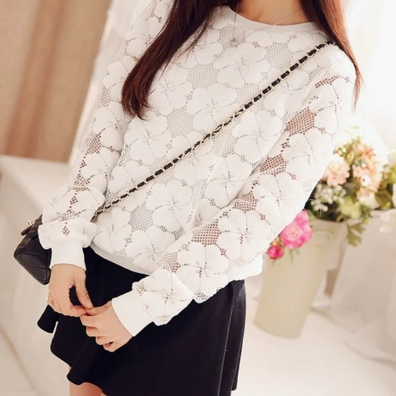 Новинка 2017 свитер с круглым вырезом женские кружевные толстовки вырезами
