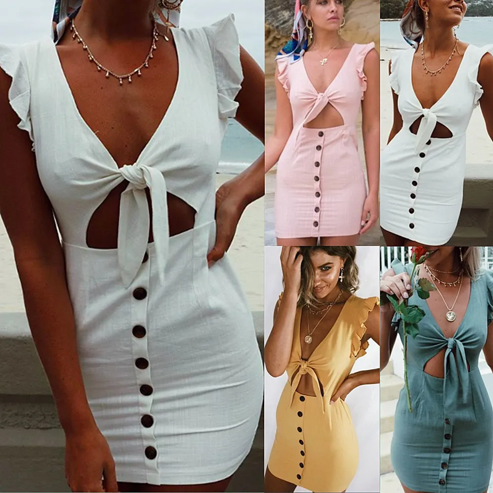 2018 горячие женские кружева пуговицы бедра платье|Женские платья| |