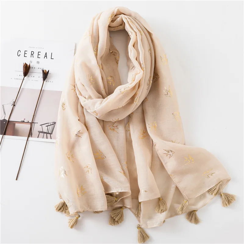 

Yishine 6 colors 180*90 CM Swallow Animals Prints with Tassel Scarf Shawls for Women Girl Summer Wraps Scarves Beach Shawl for L