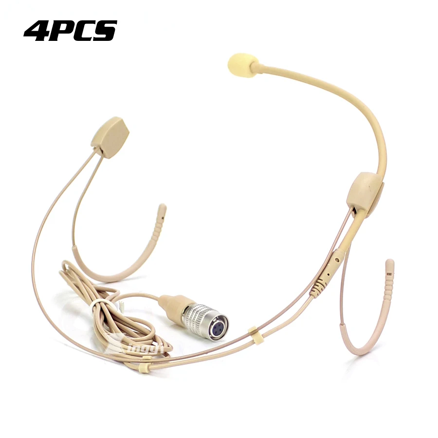 

4Pcs 4 Pin 4Pin Hirose Plug Dual Earhook Mic Headset Headworn Microphone For Audio Technica Wireless Transmitter AEW T1000a 5000