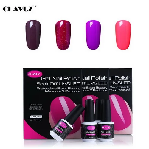 G011 CLAVUZ, 4 шт., набор гелей для ногтей, требуется замачивание, светодиодный маникюрный светильник для дизайна ногтей, полупостоянная коробка, подарочный набор, наборы лаков для ногтей Vernis - Цвет: G011