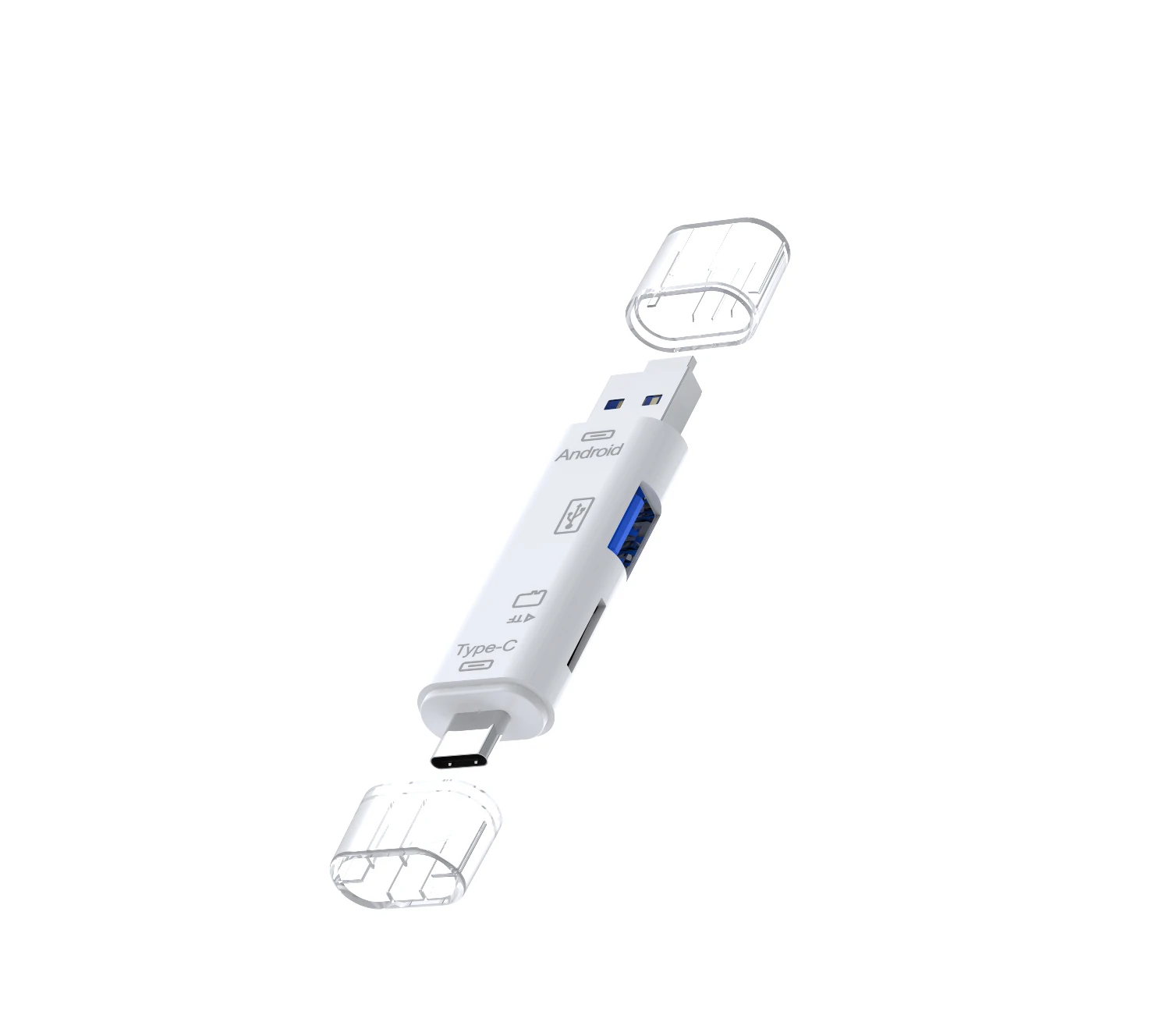 Сверхзвуковая многофункциональная карта памяти OTG адаптер USB женский интерфейс/type-c/Micro usb/usb интерфейс для смартфона Macbook - Цвет: Белый