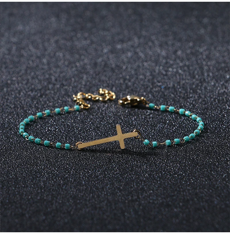 Badu золотой крест кулон браслет синий кристалл цепи Bracekets для девочек изысканные ювелирные изделия для вечерние свадебные помолвки