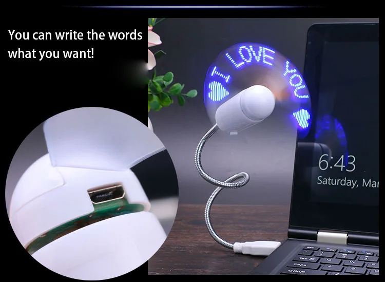 Мини USB вентилятор гаджеты гибкий светодиодный часы Прохладный для ноутбук Laptop