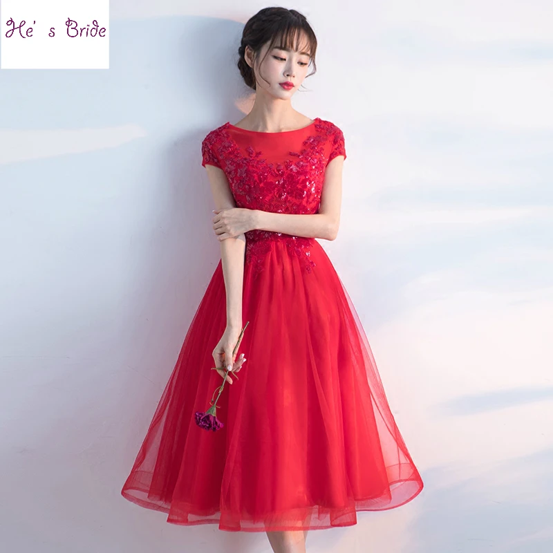 Распродажа красные вечерние платья длиной до колена элегантное короткое платье