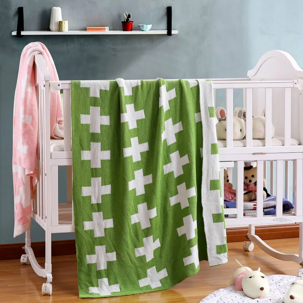 2017 Original Brand 100% Cotton Thick Black White Cross Blanket Newborn Swaddle Baby Bedding Knitted Blankets Cama Play Mat | Дом и сад