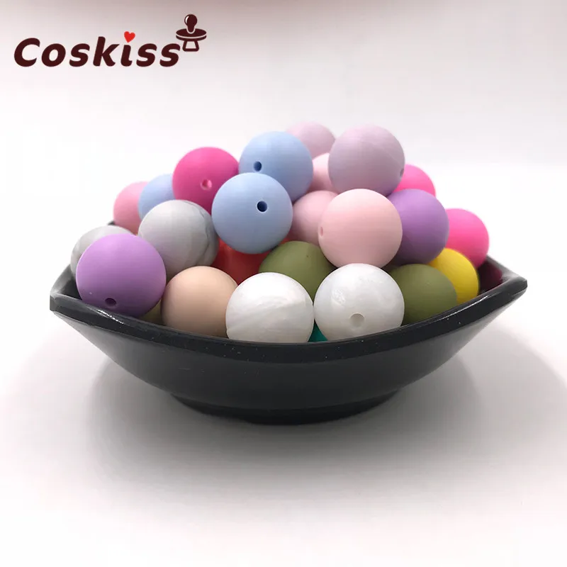 100 pc силиконовый для детей для прорезывания зубов Прорезыватель бусины 15 мм безопасный пищевой Клас Уход жевательные круглые силиконовые бусы ожерелье