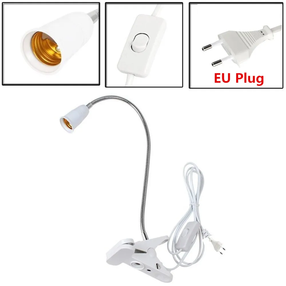 360 градусов гибкий держатель лампы клип E27 База с на выключатель ЕС США Plug