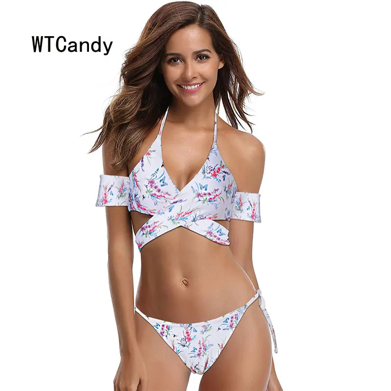WTCandy новые сексуальные бандажные стринги бикини с рукавами белый купальник