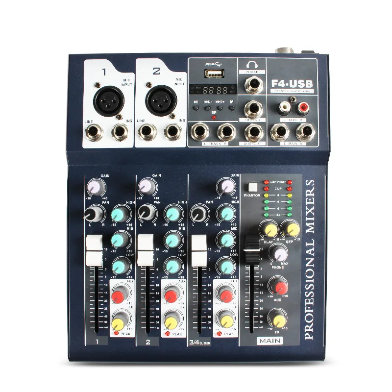 JIY F4 Bluetooth 4 канальный цифровой микрофон DJ Mixer консоль Phantom профессиональный